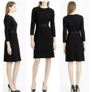 J. Crew Dress Womens 00 Black Double Faced 100% Wool Crepe 3/4 Sleeve Classic